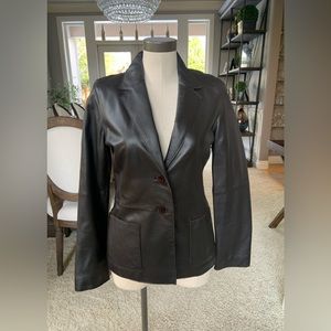 Halogen brown leather blazer